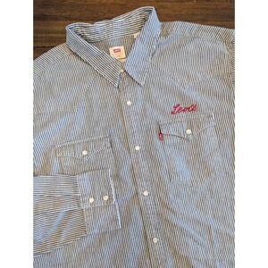 NWOT Levi's Mens XXL Standard Blue White Pinstripe Western Snap Shirt VERY NICE!